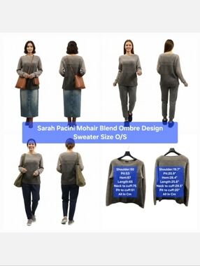 Sarah Pacini Mohair Blend Ombre Design Sweater Size O/S